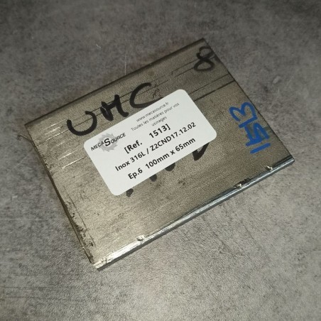 Inox 316L / Z2CND17.12.02  Ep.6  100mm x 65mm