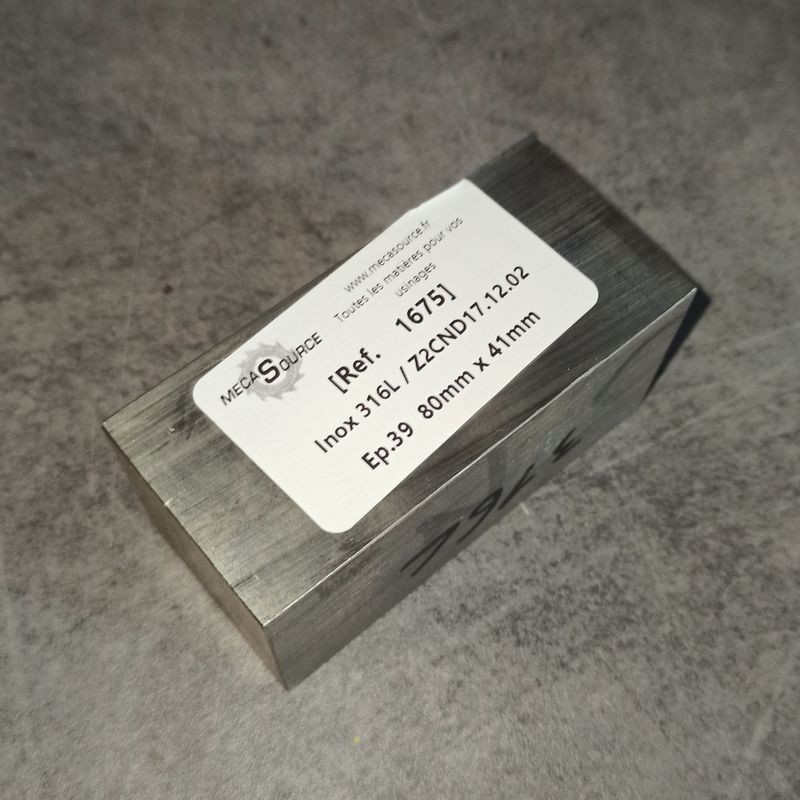 Inox 316L / Z2CND17.12.02 Ep.39 80mm x 41mm