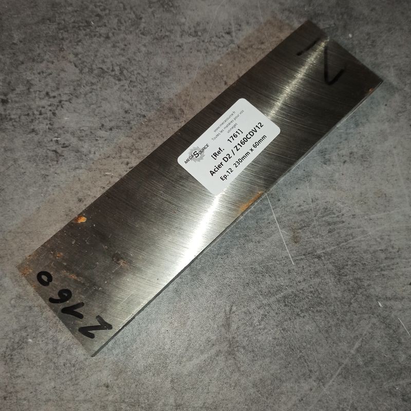 Acier D2 / Z160CDV12 Ep.12 230mm x 60mm