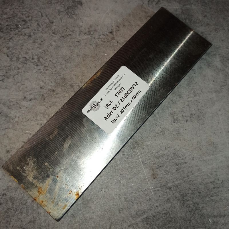 Acier D2 / Z160CDV12 Ep.12 205mm x 60mm