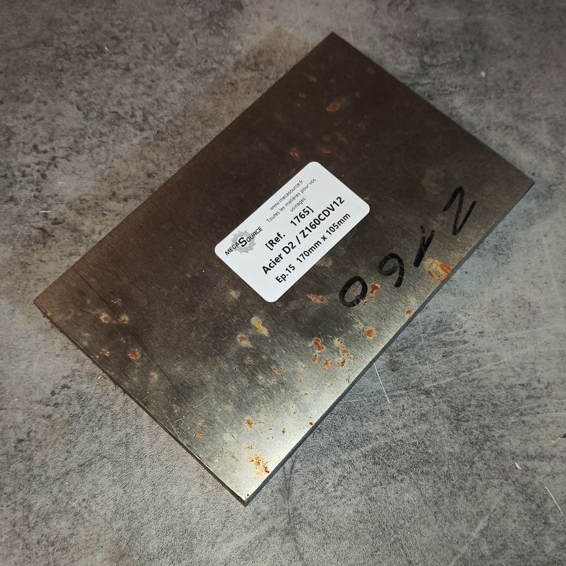 Acier D2 / Z160CDV12 Ep.15 170mm x 105mm