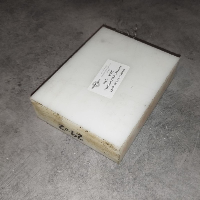Plastique PEHD 500 blanc Ep.40  155mm x 120mm